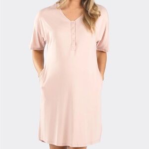 Angel Maternity nursing nightgown and matching baby pouch in pink
